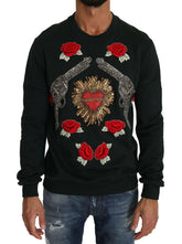 Dolce & Gabbana Green Crystal Heart Roses Gun Sweater -   -  Dolce & Gabbana.